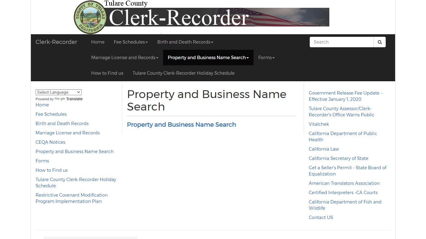 Property Search - Clerk-Recorder - Tulare County, California